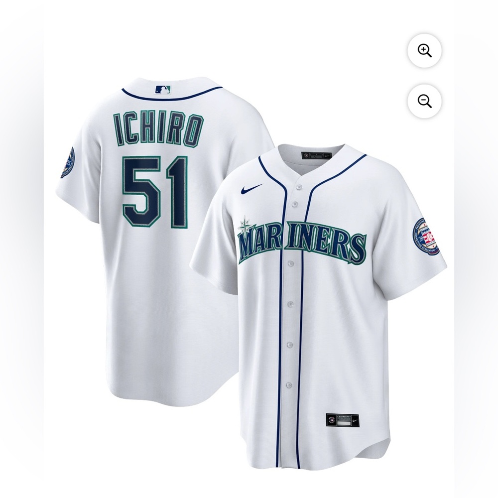 Ichiro Suzuki Seattle Mariners Nike MLB Jersey #51 White Button Front Men’s L